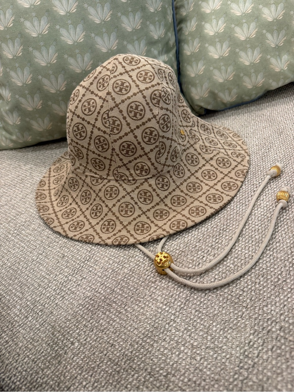 Tory Burch T Monogram Bucket Hat with Gold Hardware